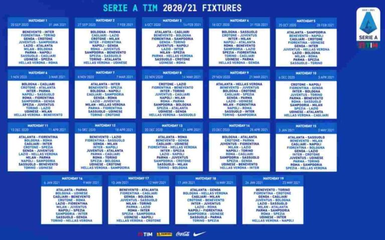 Calendario Serie A Tutte Le Partite Delle 38 Giornate 2031