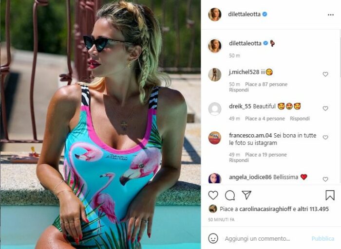 Diletta Leotta Sfoggia Un Costume Con I Fenicotteri Esplosione Di Sensualit