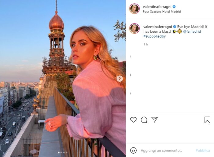 Valentina Ferragni post Instagram (screenshot)